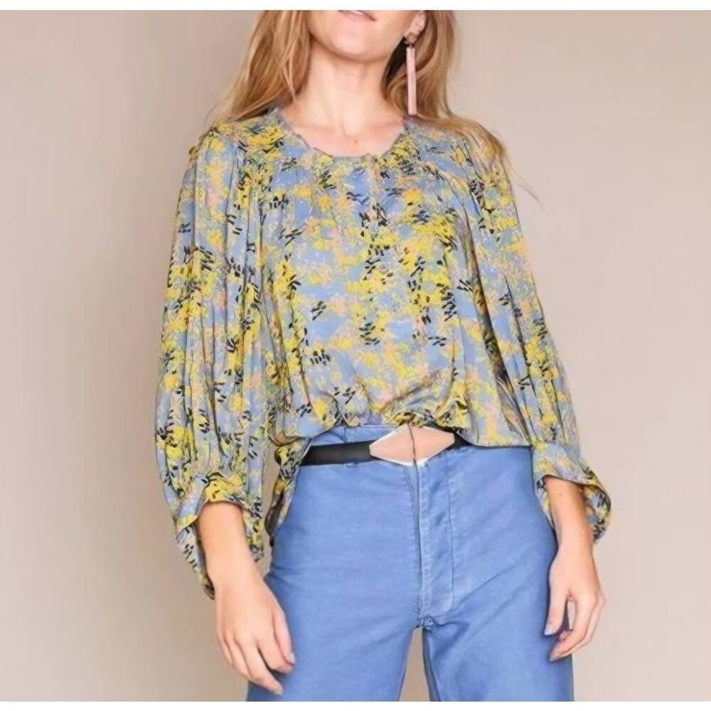 Apiece Apart Floral Everlastings Balloon Sleeve Blouse Size 2